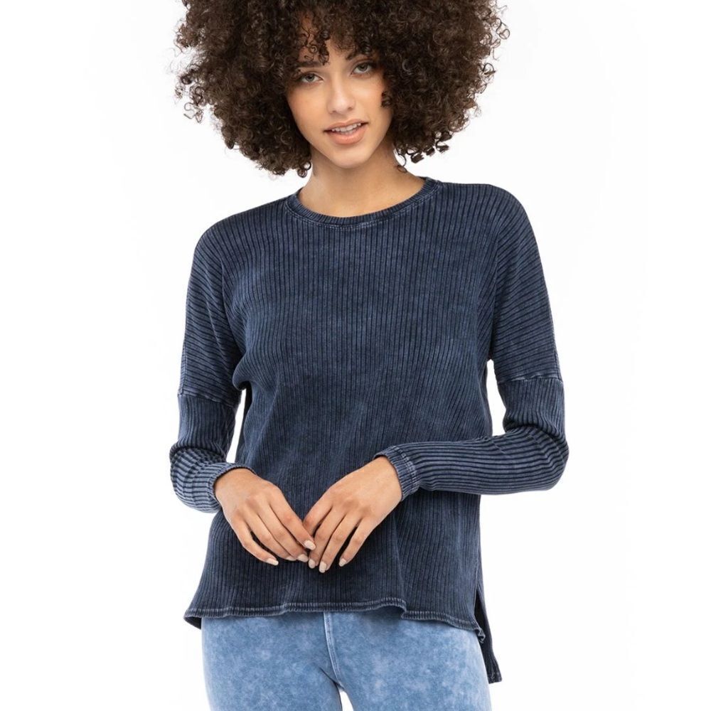 Hard Tail Forever Long Sleeve Ribbed Hi-Lo Slouchy Pullover
